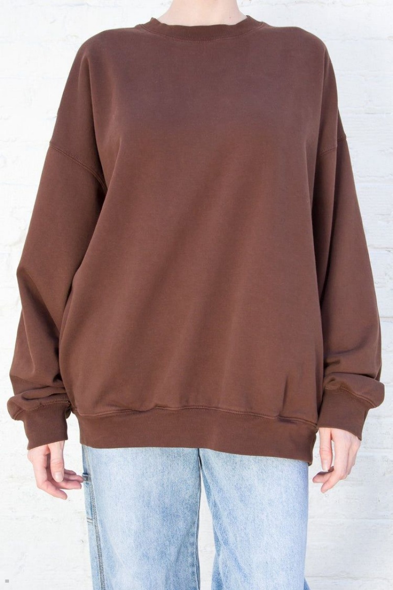 Sweatshirt Brandy Melville Erica Oversized Marron | AVA-72208100